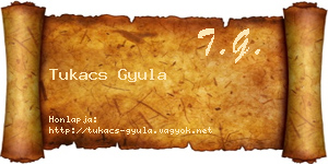 Tukacs Gyula névjegykártya